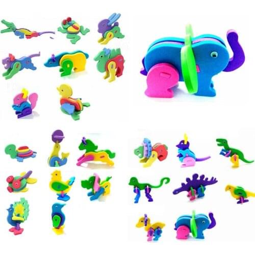 Hot Kids Toy 3D Creative DIY Handmade Intelligence Development Animals Puzzle Toys For Children Color Random birthday