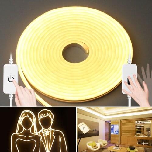 Flexible LED Neon Light DC 12V LED Strip SMD 2835 120LEDs/M Hand Sweep Dimmable Neon Rope Warm/White/Red/Green/Blue/Pink/Yellow
