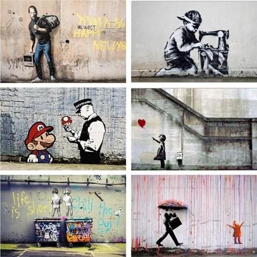 Banksy Graffiti Diamond Painting Diamond Inlaid Diamond Mosaic DIY Full Diamond Embroidery Home Decoration