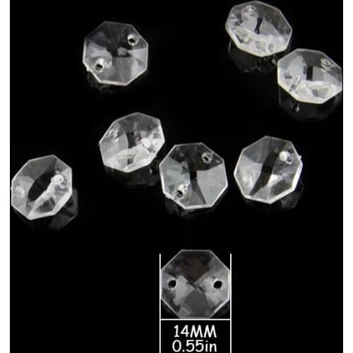 Crystal Acrylic Octagon Beads 14mm 200pcs/lot In 2 Holes For Diy Loose Beads Decoration Supples Hot Sale Free Shipping