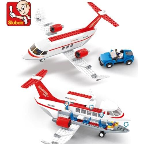 SLUBAN City Aviation Concept Aircraft Airplane Airport MOC Figures Building Blocks Bricks Classic Model Educational Toys 275Pcs