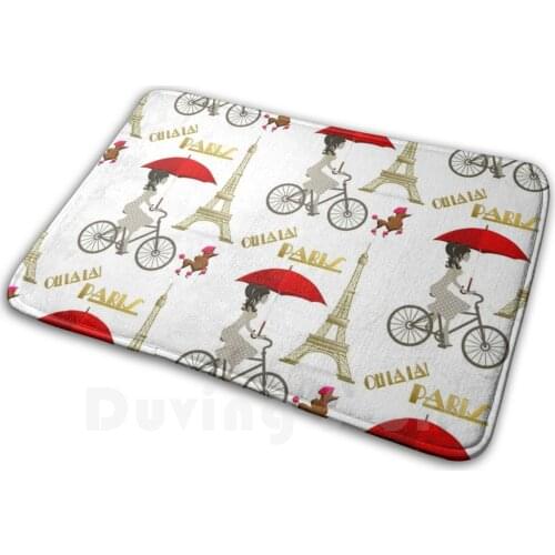 Paris France Ohlala Eiffel Tower Mat Rug Carpet Anti-Slip Floor Mats Bedroom Europe France Paris French City Eiffel Tower