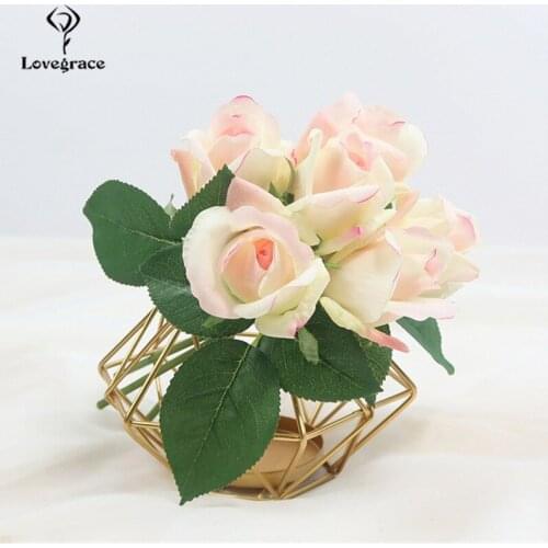 6 Heads Small Silk Roses Artificial Flowers Bouquet Fake Roses Bundle Flore for Wedding Table Fake Flowers Home Indoor DIY Decor