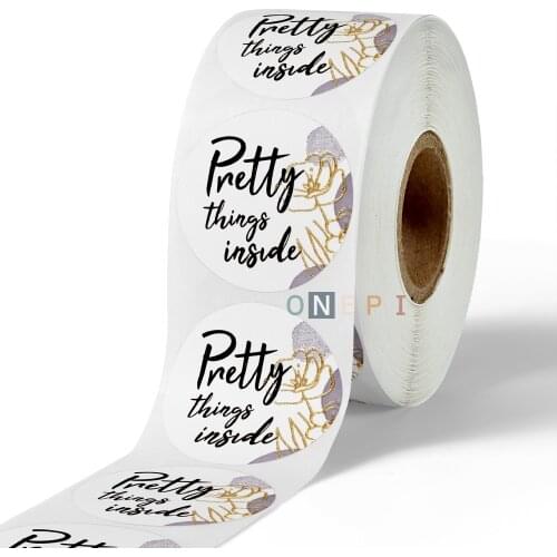 500pcs "pretty thing inside"sticker with gold foil rose labels for business envelope thank you sticker cute stationery sticker