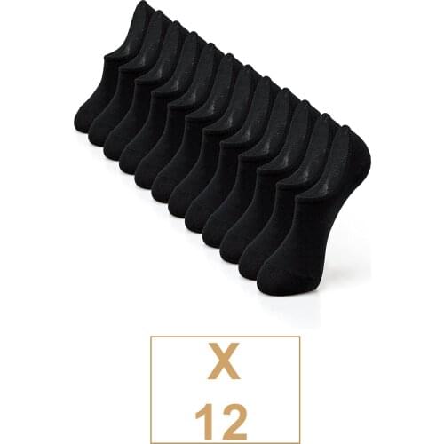 Unisex Cotton Invisible Sneakers Socks 12 Double Black Slip-Resistant Do Not Sweat Quality Luxury Male Female Gift Socks set cotton