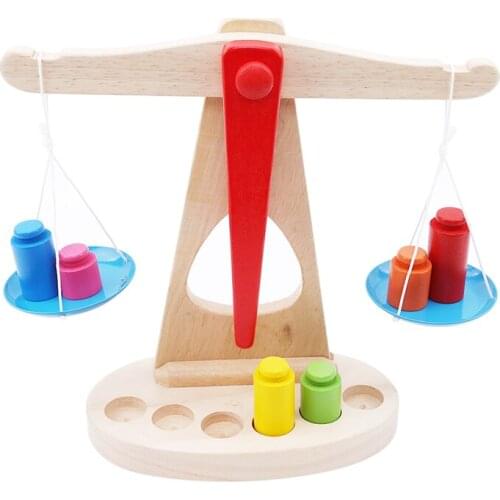 2021 New Balance Scale Toy With 6 Weights Kids Small Wooden Toys Infant Baby Montessori Preschool Educational Toy For Kids Gifts