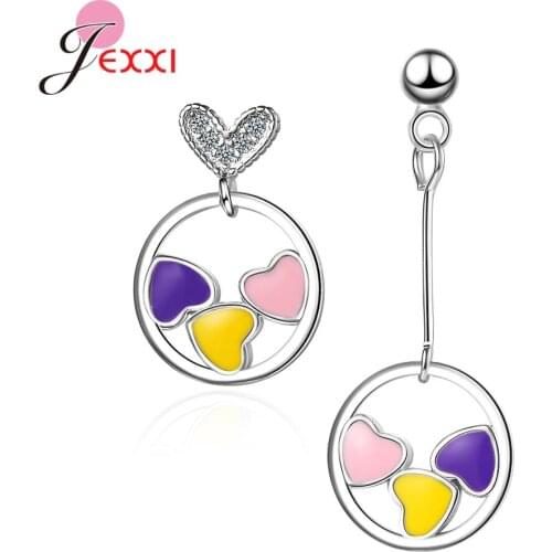 New Sweet Romantic 925 Sterling Silver Heart Pendant Drop Earrings Good Quality Round Hollow Dangle Earrings Wholesale/Retail