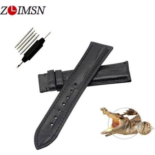 ZLIMSN New Fashion Business Real Crocodile Leather Bamboo Stripe Strap For Men And Women Black Brown 12MM 14MM 16MM 18MM 20MM