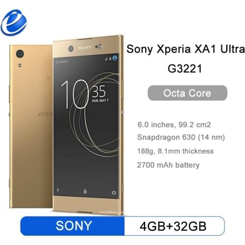 Original Sony Xperia XA1 Ultra G3221 Mobile Phone 4GB RAM 32GB ROM 6" Octa core 23MP 16MP NFC 4G Smartphone