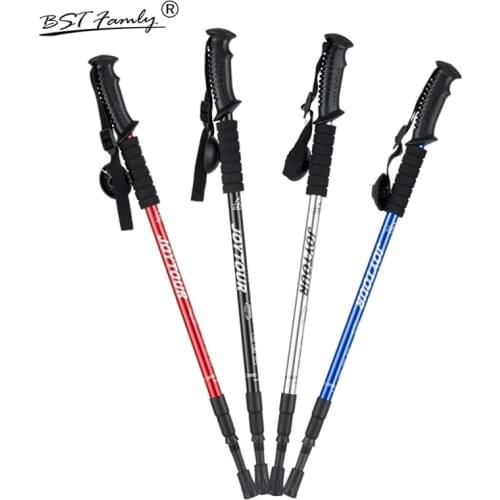 Hiking Tracking Sticks for Nordic Walking Retractable Trekking Poles 2 PCS The Elderly Alpenstocks Canes Bastones Tips ED44