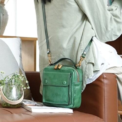 Portable Bean Curd Bag 2021 New Product Early Autumn Real Leather Women Portable Single Shoulder Diagonal Salt Sweet Small Girl