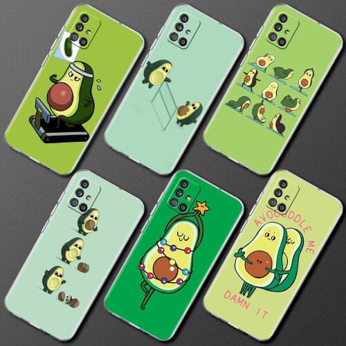Transparent Case For Samsung Galaxy A51 A21s A71 A31 A52 A12 A32 A41 M51 A11 A02s M31 A42 Soft Phone Cover Cartoon Avocado Funda