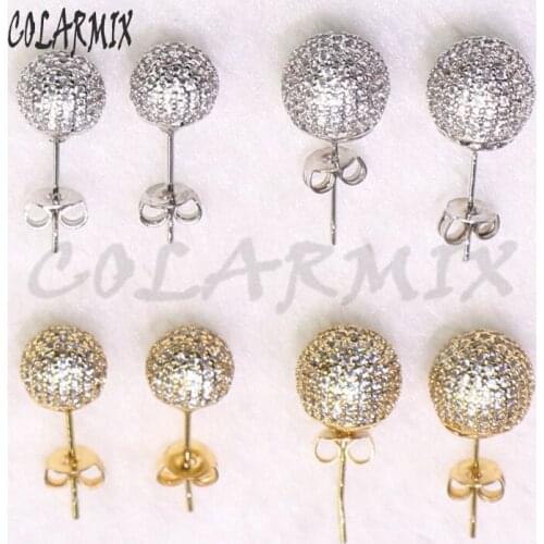 6Pairs Wholesale jewelry earrings Ball shape stud earrings zircon jewelry earrings simple earrings Gift for lady 5345