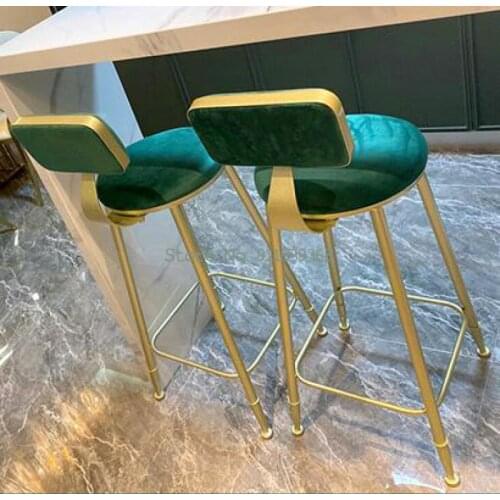 North Europe Light Luxury Bar Chair Bar Chair Modern Simple Bar Chair Bar Stool Back Chair High Footed Stool Net Red Bar Stool