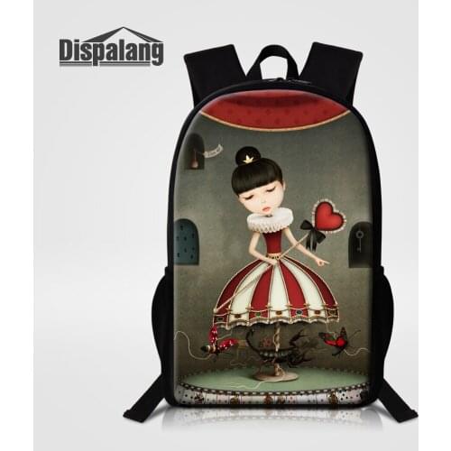 Dispalang Princess Printing Girl School Backpack Women Cartoon Travel Bagpack Children 16 Inch Polyester Bookbag Female Knapsack