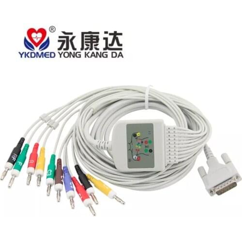 Compatible Schiller ecg cable 10 lead for patient monitor Banana 4.0 IEC 10 k ohm Resistance