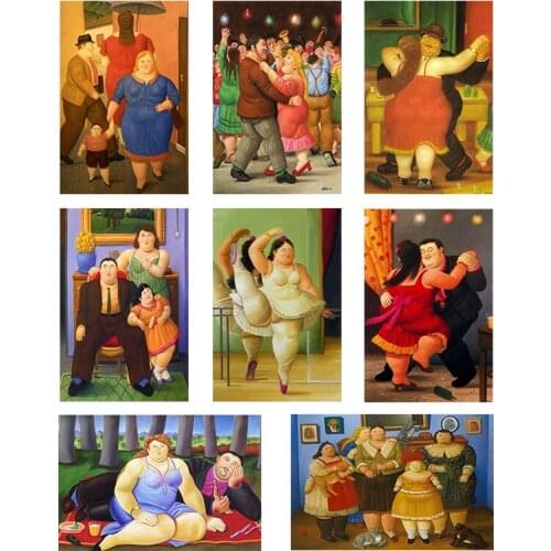 Modern abstract canvas painting cute fat girl poster and print art print mural picture living room home wall decoration Cuadros