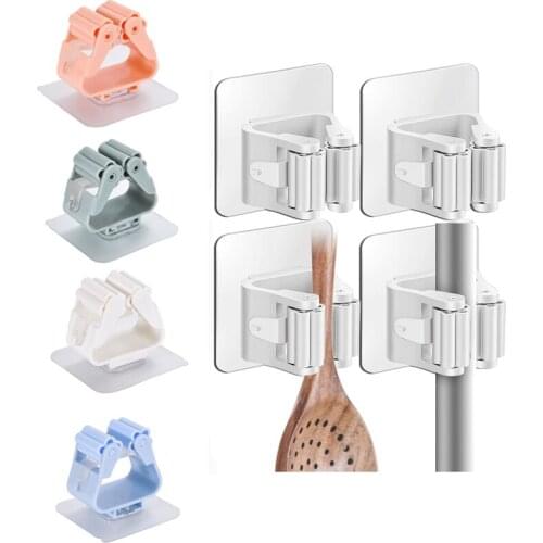 Mop Clip Wall Mounted Mop Organizer Holder Brush Broom Hanger Kitchen Bathroom Strong Hooks Storage Rack Household Tools