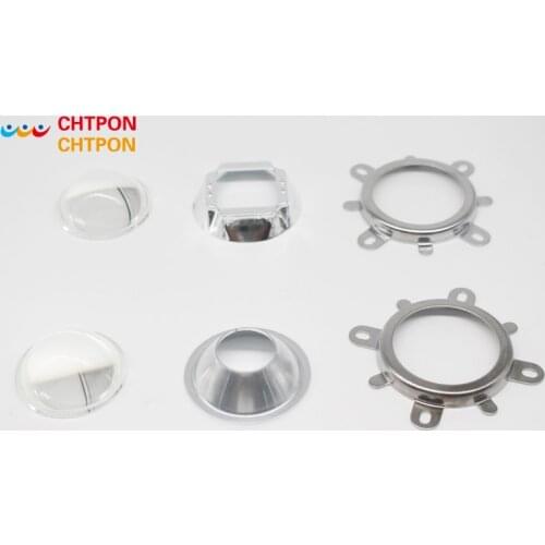 LED Lens Optical Glass 44mm 60 degree + 50mm Reflector Collimator + Fixed Bracket For 10W 20W 30W 50W 100W COB High Power Chip