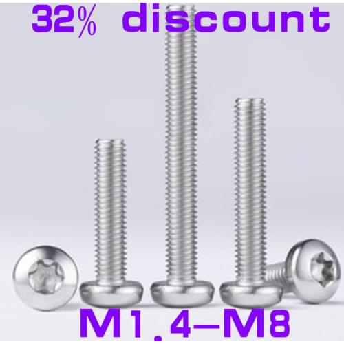 10/50pcs M1.6 M2 M2.5 M3 M4 M5 M6 304 Stainless Steel GB2672 Torx Pan Head Screw Six-Lobe Round Head Machine Screws