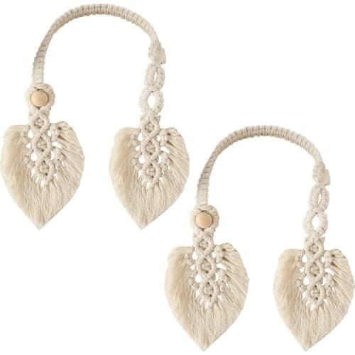 Boho Woven Leaf Curtain Tiebacks Room Decor Rods Accessoires Backs Holdbacks Buckle Clips Hook Holder Home Decor