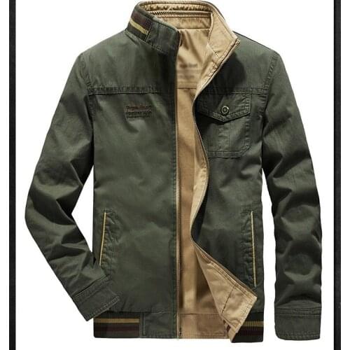 2019 New Arrival double sides wearable cotton jacket coat stand collar long sleeves zipper outfits autumn tops blouse 7XL 8XL