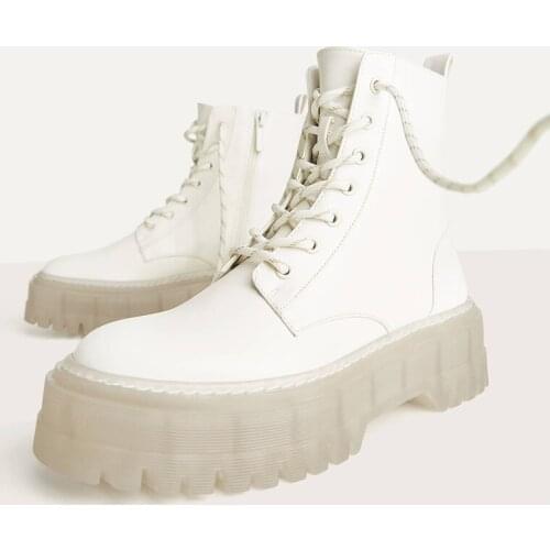 Women Martin Boots 2020 Platform Shoes Fashion Round Toe Waterproof Rubber Boots For Woman Ankle Boots Footwear Botas Mujer