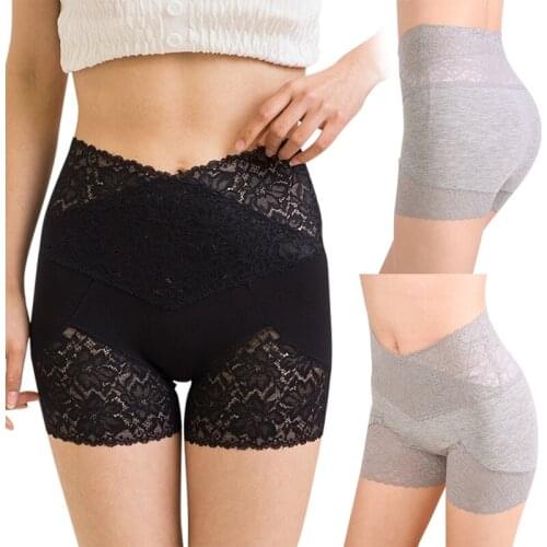 Plus Size LaceHigh Waist Women Safety Pants Flat-angle Abdomen Female Bottoming Shorts Insurance Underwear
