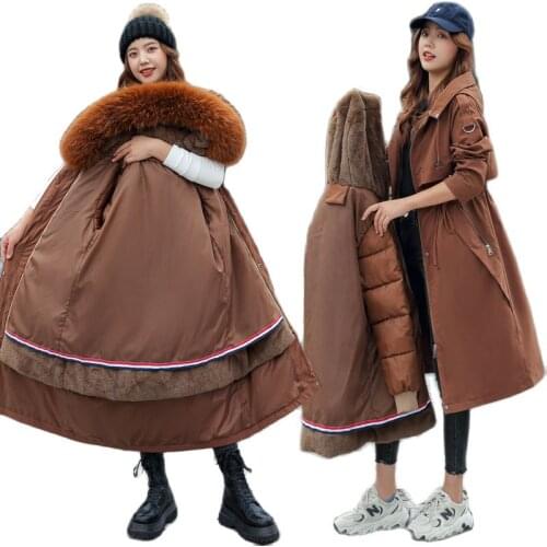 -20 Degrees Plus Size Clothing Winter Jacket Women Long Parkas 2021 Plus Velvet Thick Padded Coat Jacket Warm Outerwear Female