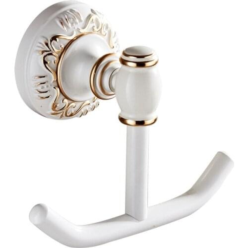 1PC Space Aluminum Toilet Hook Bathroom White Coat Hook Wall Installation