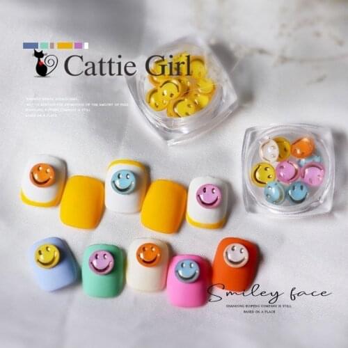 1 box 3D Smiley Face Candy Color Yellow Happy Face Nail Studs Japanese Manicure Nail Smile Decoration Nail Art Nail Salon