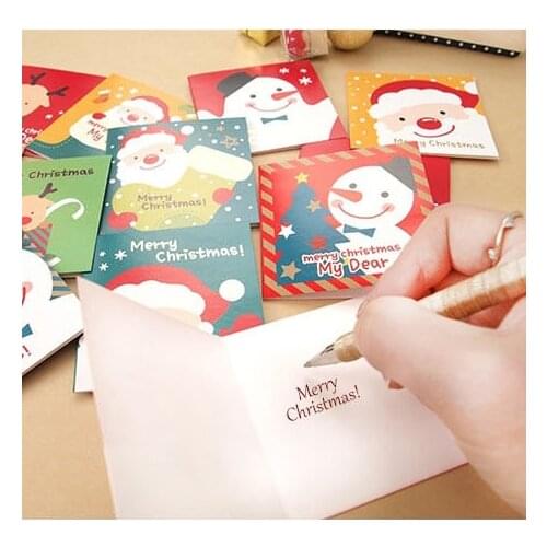 10PCS/Lot Mini Kawaii Christmas Greeting Card With Paper Envelope For Birthday Christmas Gifts Invitation Cards Decoration