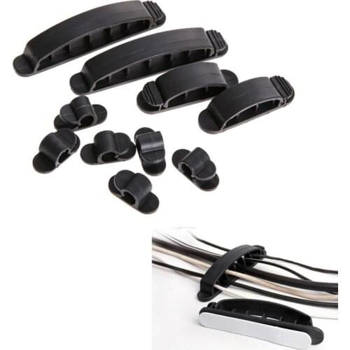 10Pcs Self Adhesive Mouse Cable Holder Clips Cable Organizer Usb Charger Wire Cord Managemant Storage for PC Power Cable Black