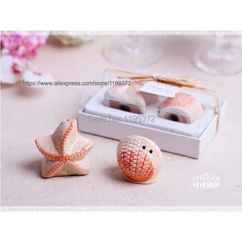 200sets 400pcs Seashell Sea Shell Star Fish Starfish Nautical Beach Ocean Salt Pepper Shakers Wedding party Gifts Gift