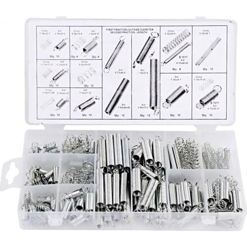 200PCS Steel Spring Set Extension Springs Compression Springs Combination Assorted with Storage Box Portable Tool Set