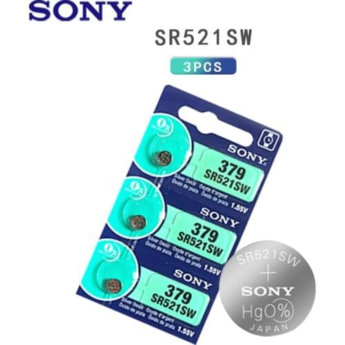 3pcs Sony 379 SR521SW 100% Original D379 SR63 V379 AG0 Watch Battery Button Coin Cell MADE IN JAPAN 100% Original Brand