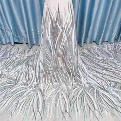 African lace fabric With Sequins high quality tulle lace fabric shiny sequins French net fabrics for party dress