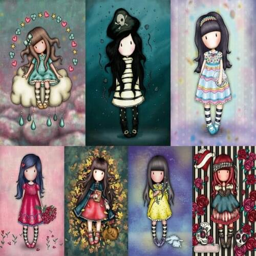 Cartoon Girl Full Drill Diamond Painting DIY Mosaic Picture for Bead Art