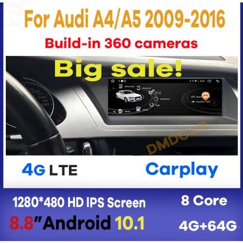 8.8" Android 10.1 Car Radio Multimedia Player GPS Navigation for Audi A4 A4L A5 2009-2016 Stereo CarPlay Mirror Screen GPS