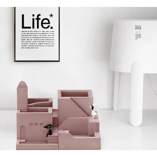 Concrete Micro-building Cement Desktop Storage Creative Storage Box Monument Valley Surrounding Building Pen Holder