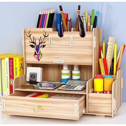 Ayane Creative Pen pencil holder Receiving Box Desktop Learning Penholder Office desk organizer storage rack supplies wood
