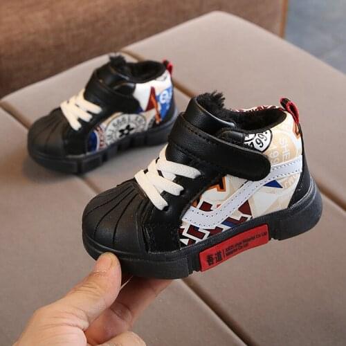 Children sneakers boots winter kids baby girls thicken cotton shoes soft bottom non-slip boys shoes waterproof warm boots plush