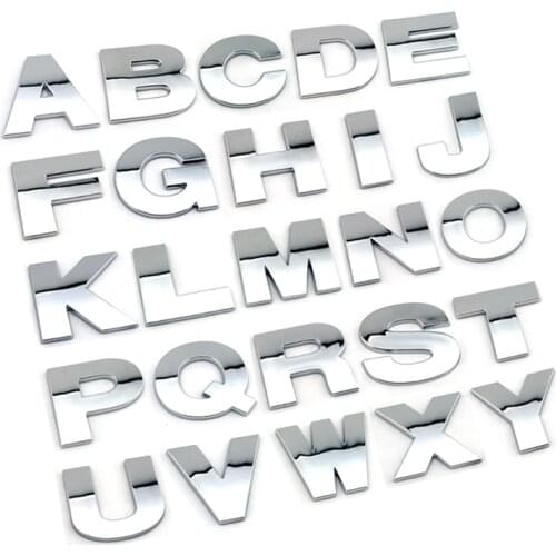 DIY 50mm high customer plastic 3d chrome letters numbers self adhesive alphabet car sticker auto sign car accessories decoration