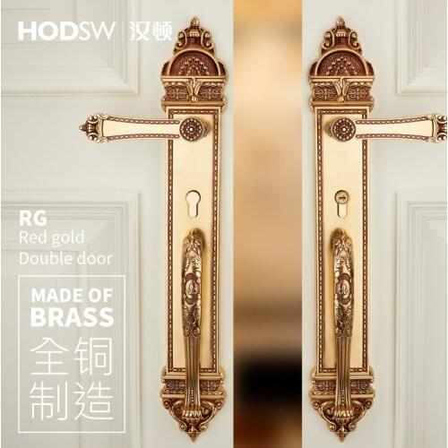 HODSW European brass villa opposite door lock double door lock indoor door meeting room big lock