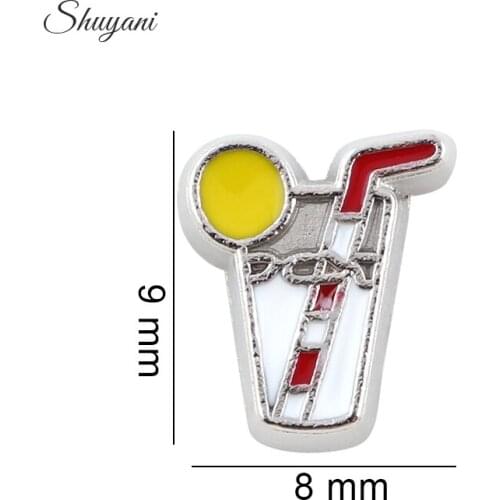 F89 Newest 20Pcs/lot Alloy Metal Lemon Drink Beverage Charms Pendant Fit Floating Memory Living Locket Women Jewelry