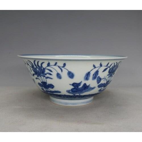 Antique MingDynasty porcelain bowl,Blue duck pond Bowl,hand painted crafts /collection & adornment,Free shipping