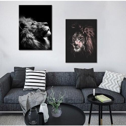 Wild Animal Lion Poster Art Print Wall Pictures Nordic Black and White Canvas Painting Living Room Minimalism Art Home Decor