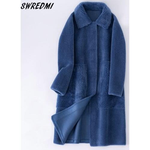 SWREDMI Lamb Wool Winter Jacket Women High Quality Fashion Fur Coat Loose Lambswool Fur Jacket Female Thick Warm Coats Snow Wear