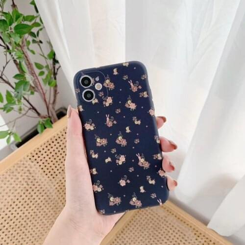 GIMFUN Retro Cute Floral Matte Phone Case for iPhone 11 11Pro Max X XSmax XR 7 8 Plus Soft TPU Flower Shockproof Back Cover