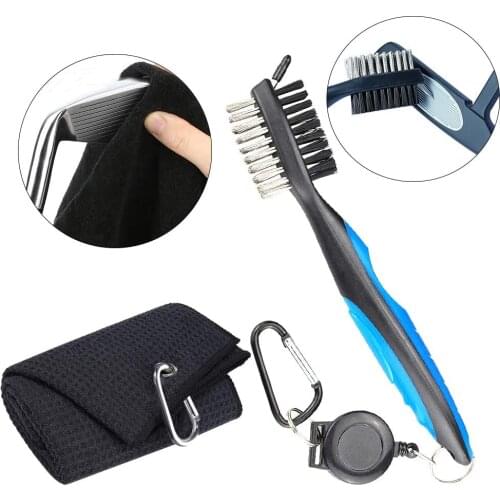 Golf Club Brush and Towel Kit Golf Groove Cleaning Tool Golf Ball Cleaner Set